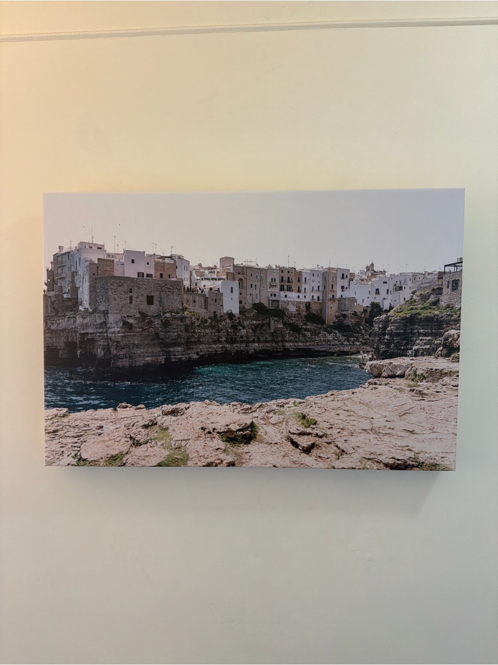 Italian cliffside sea view art piece